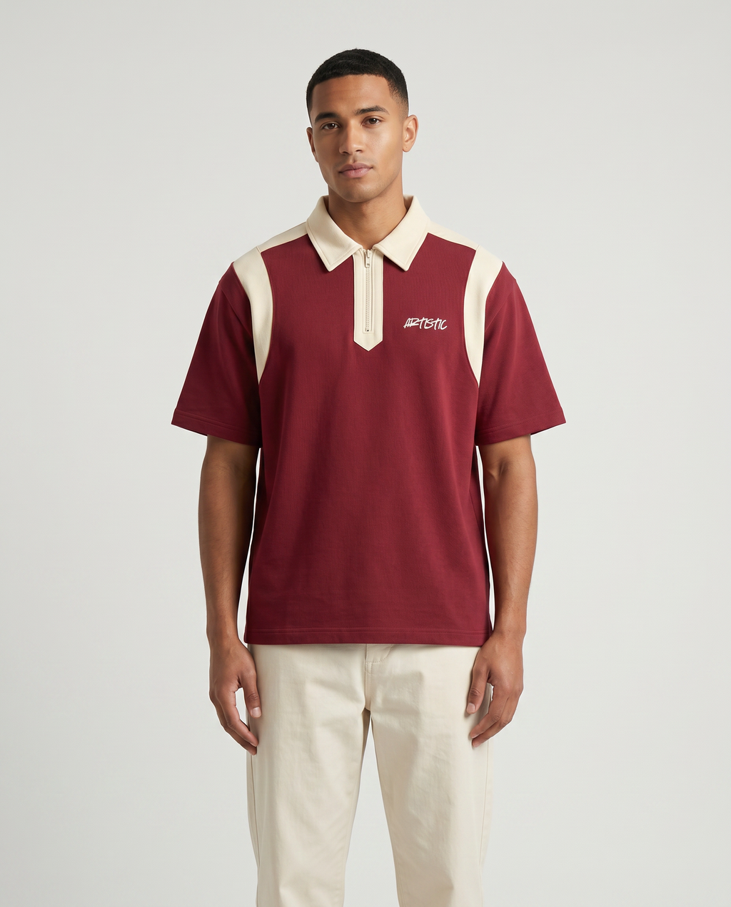 The Wine Club zip polo — front