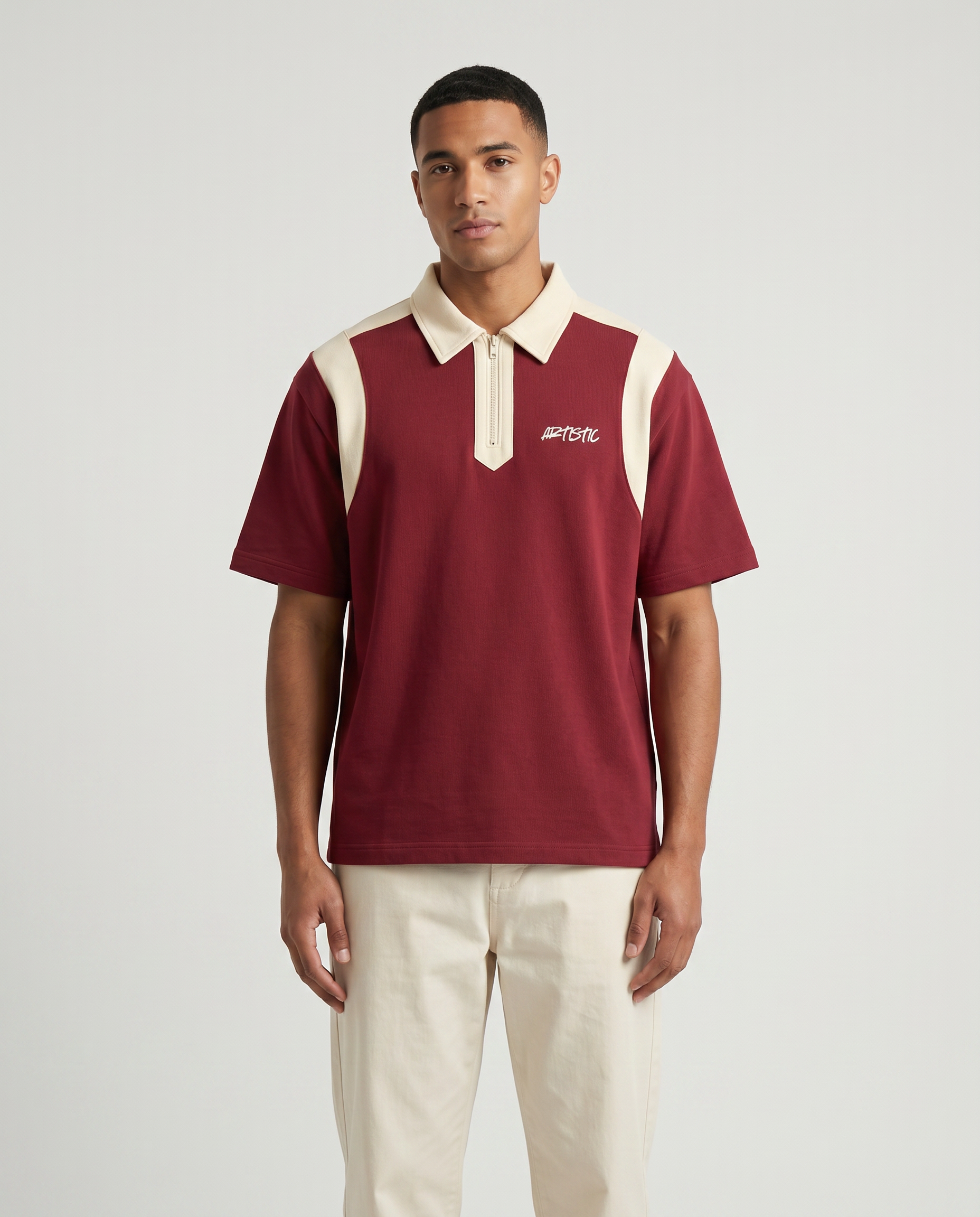 The Wine Club zip polo — front